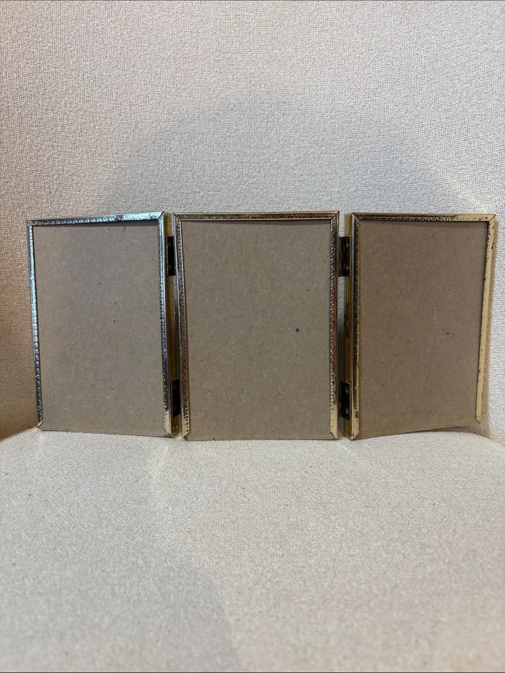 Set of Woven Rattan & 3 window gold Photo Frame